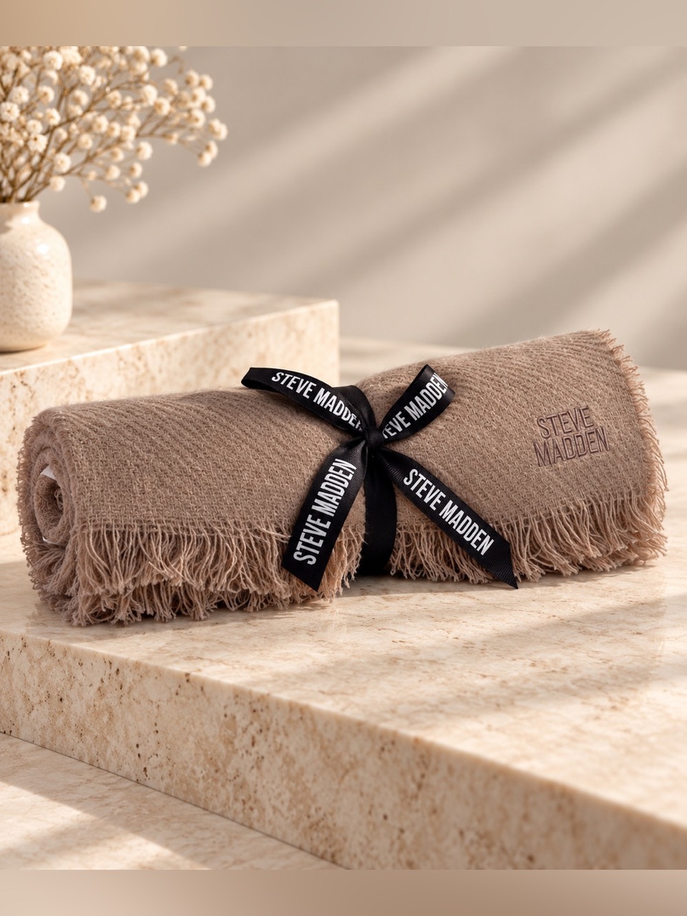 Steve Madden Taupe Fringe Scarf Wrap